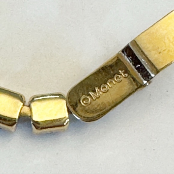 Vintage Blue Monet Signed & Unbranded Clear Tennis Bracelet Gold Tone Set - Picture 14 of 15